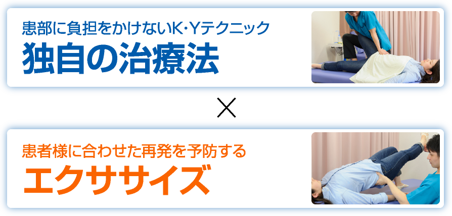 患部に負担をかけないK・Yテクニック　独自の治療法×患者様に合わせた再発を予防するエクササイズ