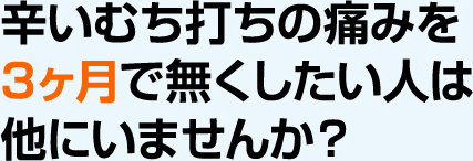 辛いむち打ちの痛みを3ヶ月で無くしたい人は他にいませんか?